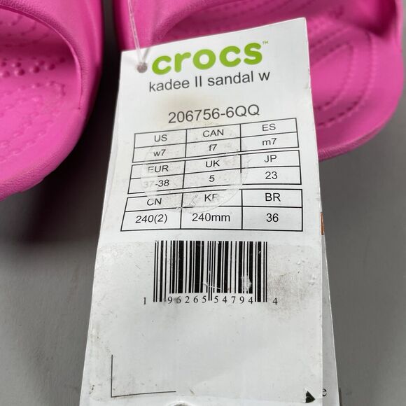 Crocs Kadee II Women’s Size 7 Strappy Slip On Sandals Electric Pink Casual NEW - Picture 6 of 6